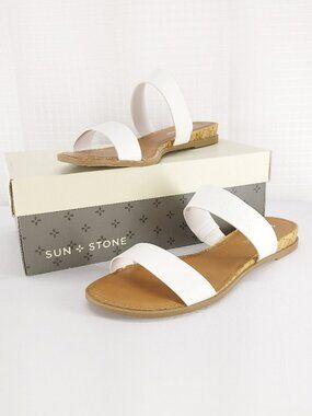 Sun + Stone Easten Double Band Slide Flat Sandals